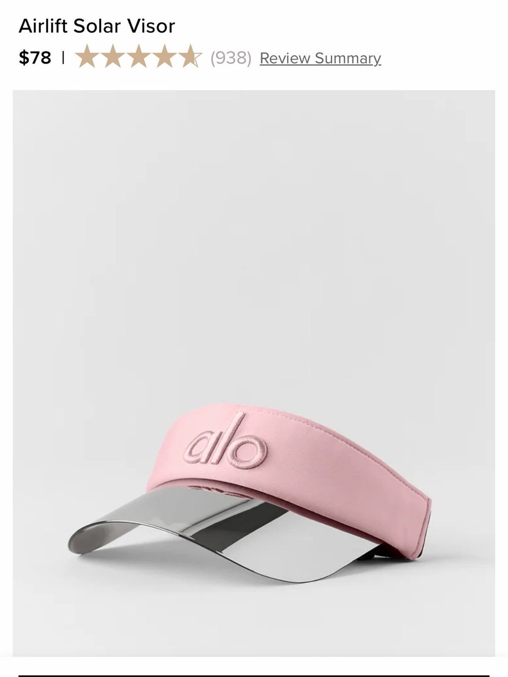 ALO Yoga Airlift Solar Visor — Pink with Silver Brim